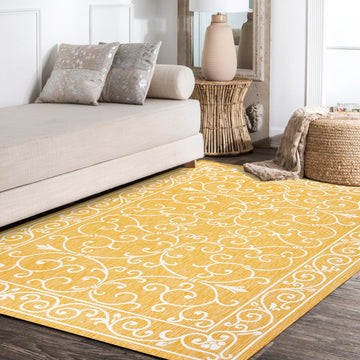 Charleston Vintage Filigree Textured Weave Indoor/outdoor Area Rug
